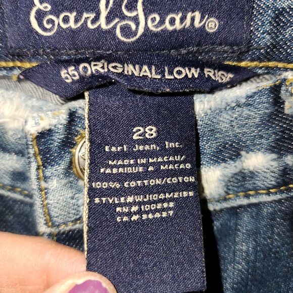 Earl jeans womens 55 original low rise distressed jeans size 28 size 6 grunge - Picture 9 of 14